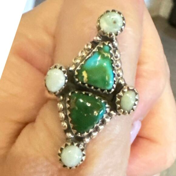 Sonoran Gold & Paloma Turquoise Sterling Silver Ring Adjustable - Picture 7 of 7